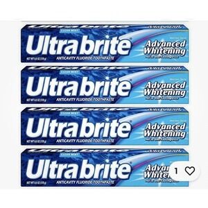 Lot Of 4 Ultra brite Advanced Whitening Toothpaste Clean Mint 6 oz